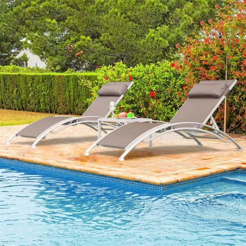 Adjustable Aluminum Outdoor Chaise Lounge Chairs with Metal Side